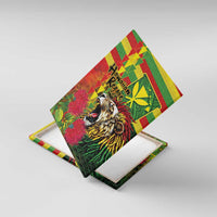 Hawaiian Reggae Canvas Wall Art Kakau Art Motifs with Ohia Lehua and Rastafari Lion LT03 With Frame Multicolor - Polynesian Pride