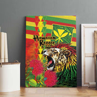 Hawaiian Reggae Canvas Wall Art Kakau Art Motifs with Ohia Lehua and Rastafari Lion LT03 - Polynesian Pride