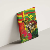 Hawaiian Reggae Canvas Wall Art Kakau Art Motifs with Ohia Lehua and Rastafari Lion LT03 - Polynesian Pride
