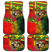 Hawaiian Reggae Car Mats Kakau Art Motifs with Ohia Lehua and Rastafari Lion LT03 - Polynesian Pride