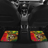 Hawaiian Reggae Car Mats Kakau Art Motifs with Ohia Lehua and Rastafari Lion LT03 Set 2pcs - Back Multicolor - Polynesian Pride