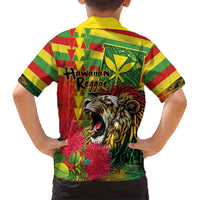 Hawaiian Reggae Family Matching Puletasi and Hawaiian Shirt Kakau Art Motifs with Ohia Lehua and Rastafari Lion LT03 - Polynesian Pride