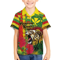 Hawaiian Reggae Family Matching Tank Maxi Dress and Hawaiian Shirt Kakau Art Motifs with Ohia Lehua and Rastafari Lion LT03 Son's Shirt Multicolor - Polynesian Pride