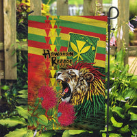Hawaiian Reggae Garden Flag Kakau Art Motifs with Ohia Lehua and Rastafari Lion LT03 Garden Flag Multicolor - Polynesian Pride