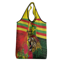 Hawaiian Reggae Grocery Bag Kakau Art Motifs with Ohia Lehua and Rastafari Lion LT03 - Polynesian Pride