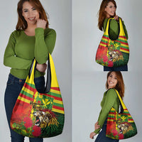 Hawaiian Reggae Grocery Bag Kakau Art Motifs with Ohia Lehua and Rastafari Lion LT03 - Polynesian Pride