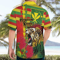 Hawaiian Reggae Hawaiian Shirt Kakau Art Motifs with Ohia Lehua and Rastafari Lion LT03 - Polynesian Pride