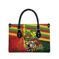 Hawaiian Reggae Leather Bag Kakau Art Motifs with Ohia Lehua and Rastafari Lion LT03 - Polynesian Pride