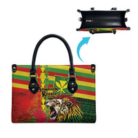 Hawaiian Reggae Leather Bag Kakau Art Motifs with Ohia Lehua and Rastafari Lion LT03 - Polynesian Pride
