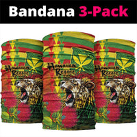 Hawaiian Reggae Neck Gaiter Kakau Art Motifs with Ohia Lehua and Rastafari Lion LT03 package One Size: 25*50cm Multicolor - Polynesian Pride