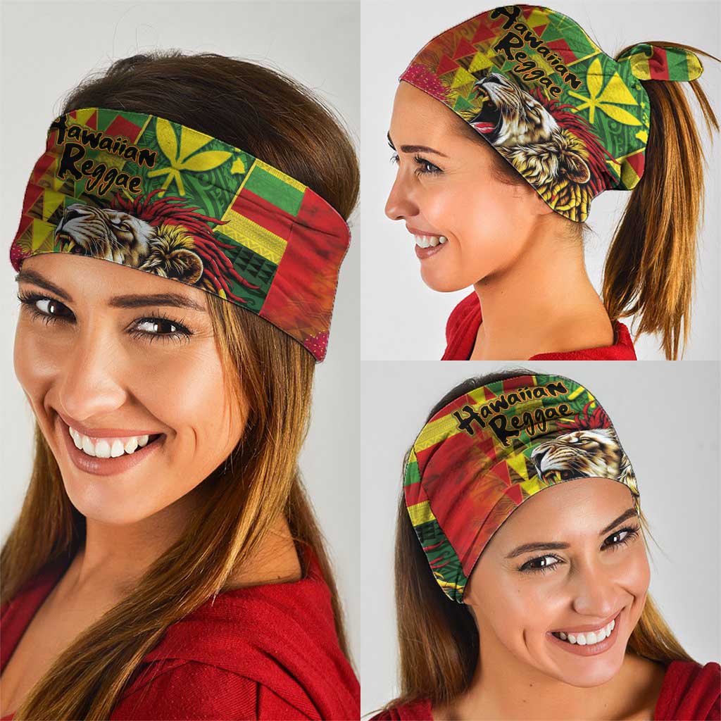 Hawaiian Reggae Neck Gaiter Kakau Art Motifs with Ohia Lehua and Rastafari Lion LT03 - Polynesian Pride