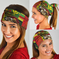Hawaiian Reggae Neck Gaiter Kakau Art Motifs with Ohia Lehua and Rastafari Lion LT03 - Polynesian Pride