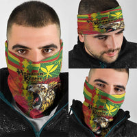 Hawaiian Reggae Neck Gaiter Kakau Art Motifs with Ohia Lehua and Rastafari Lion LT03 - Polynesian Pride