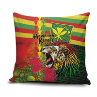 Hawaiian Reggae Pillow Cover Kakau Art Motifs with Ohia Lehua and Rastafari Lion LT03 Multicolor - Polynesian Pride