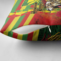 Hawaiian Reggae Pillow Cover Kakau Art Motifs with Ohia Lehua and Rastafari Lion LT03 - Polynesian Pride