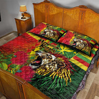 Hawaiian Reggae Quilt Bed Set Kakau Art Motifs with Ohia Lehua and Rastafari Lion LT03 - Polynesian Pride