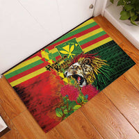 Hawaiian Reggae Rubber Doormat Kakau Art Motifs with Ohia Lehua and Rastafari Lion LT03 - Polynesian Pride