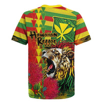 Hawaiian Reggae Rugby Jersey Kakau Art Motifs with Ohia Lehua and Rastafari Lion LT03 - Polynesian Pride