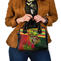 Hawaiian Reggae Shoulder Handbag Kakau Art Motifs with Ohia Lehua and Rastafari Lion LT03 - Polynesian Pride