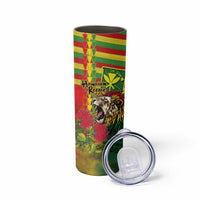 Hawaiian Reggae Skinny Tumbler Kakau Art Motifs with Ohia Lehua and Rastafari Lion LT03 - Polynesian Pride
