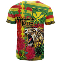 Hawaiian Reggae T Shirt Kakau Art Motifs with Ohia Lehua and Rastafari Lion LT03 - Polynesian Pride
