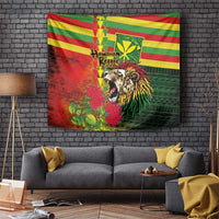 Hawaiian Reggae Tapestry Kakau Art Motifs with Ohia Lehua and Rastafari Lion LT03 Multicolor - Polynesian Pride