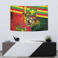 Hawaiian Reggae Tapestry Kakau Art Motifs with Ohia Lehua and Rastafari Lion LT03 - Polynesian Pride