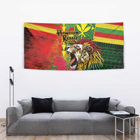 Hawaiian Reggae Tapestry Kakau Art Motifs with Ohia Lehua and Rastafari Lion LT03 - Polynesian Pride