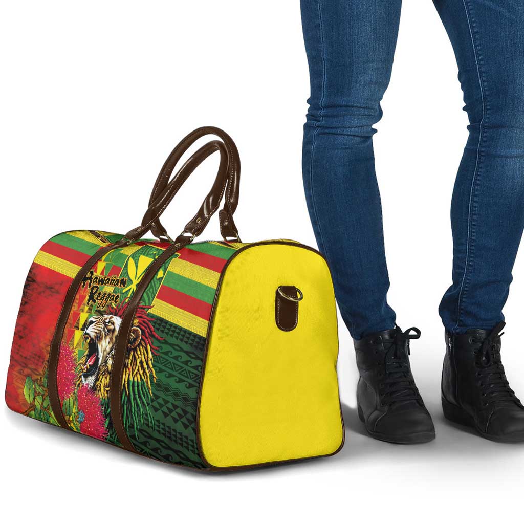 Hawaiian Reggae Travel Bag Kakau Art Motifs with Ohia Lehua and Rastafari Lion LT03 - Polynesian Pride