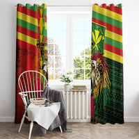 Hawaiian Reggae Window Curtain Kakau Art Motifs with Ohia Lehua and Rastafari Lion LT03 - Polynesian Pride