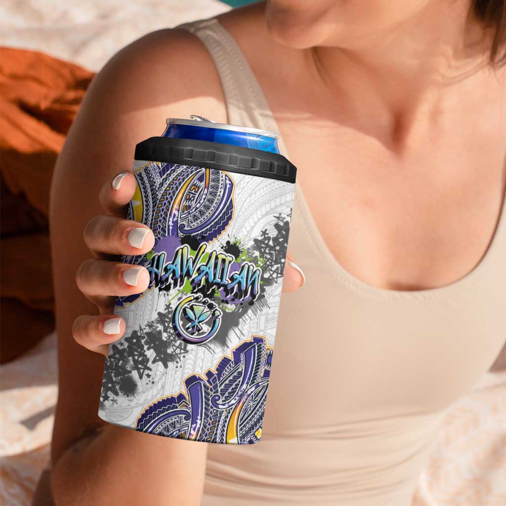 Traditional Art Hawaiian Kakau Tattoos 4 in 1 Can Cooler Tumbler Graffiti Style - Polynesian Pride
