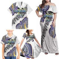 Traditional Art Hawaiian Kakau Tattoos Family Matching Off Shoulder Maxi Dress and Hawaiian Shirt Graffiti Style LT03 - Polynesian Pride