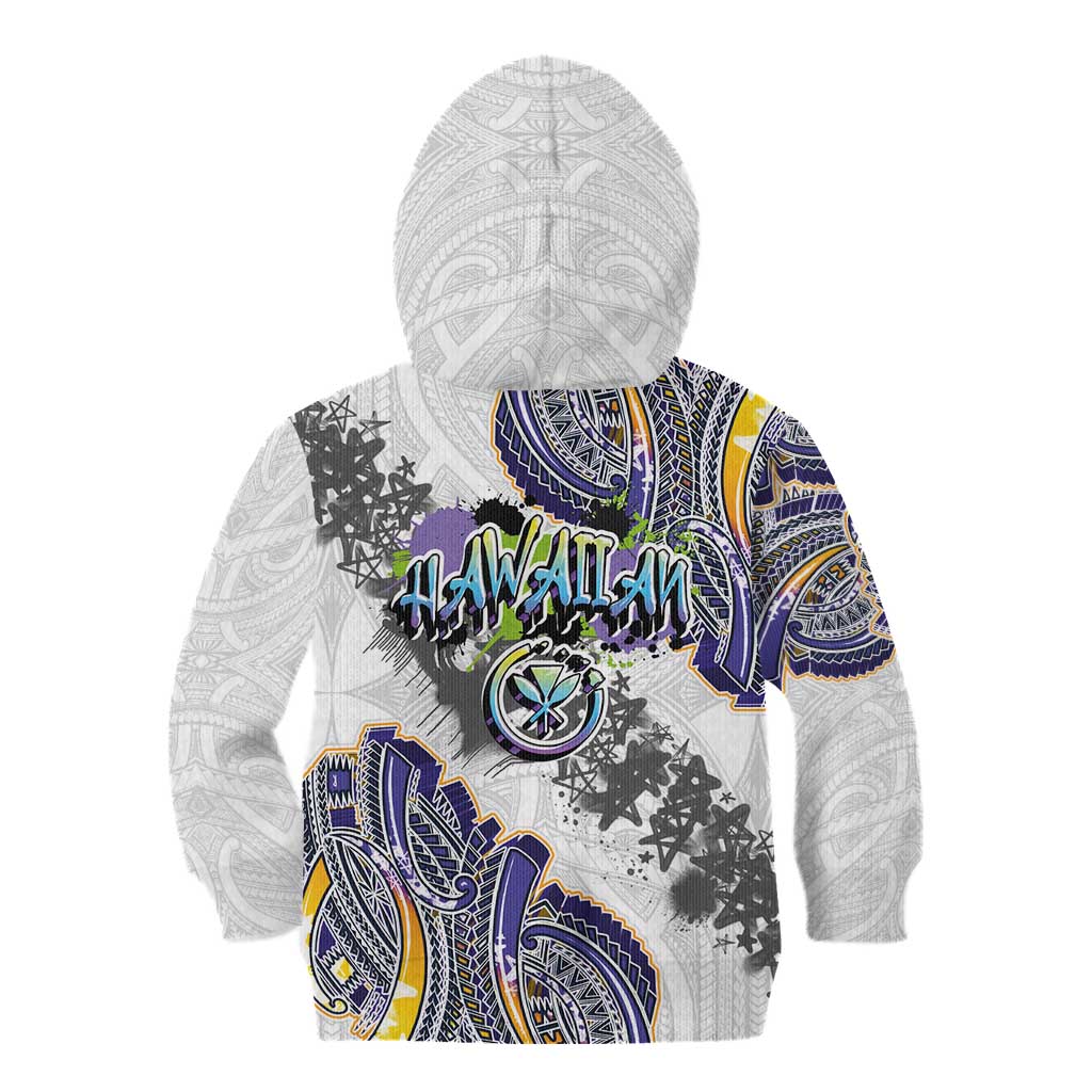 Traditional Art Hawaiian Kakau Tattoos Kid Hoodie Graffiti Style - Polynesian Pride