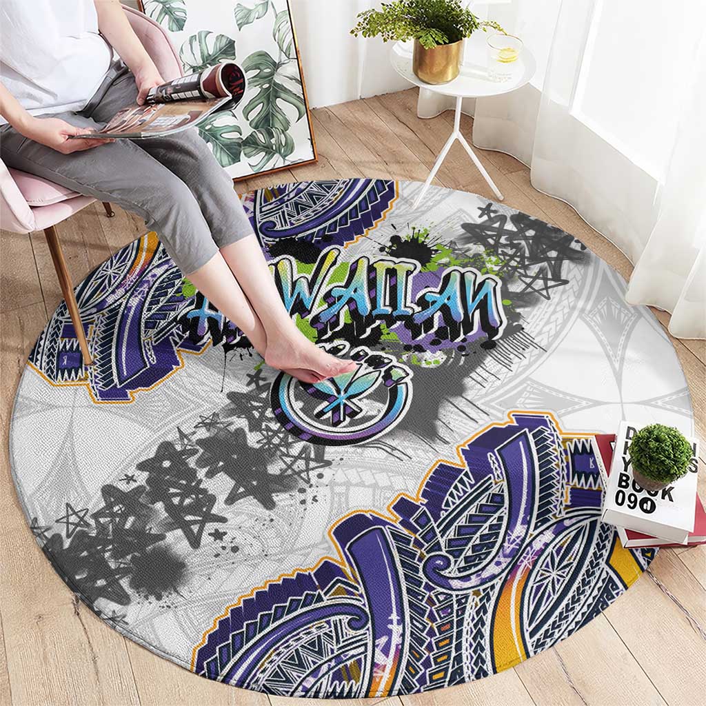 Traditional Art Hawaiian Kakau Tattoos Round Carpet Graffiti Style LT03 - Polynesian Pride