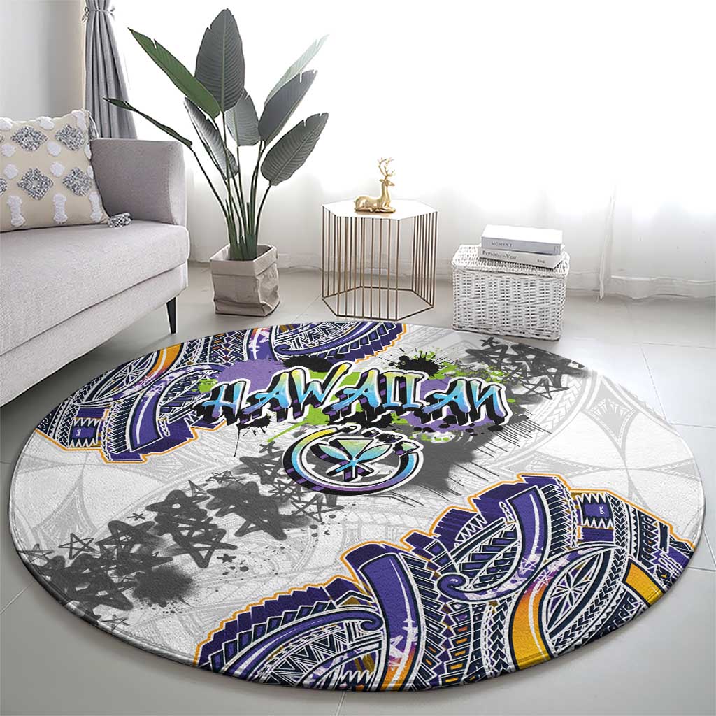 Traditional Art Hawaiian Kakau Tattoos Round Carpet Graffiti Style LT03 - Polynesian Pride