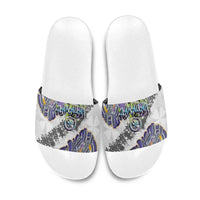Traditional Art Hawaiian Kakau Tattoos Slide Sandals Graffiti Style LT03 White - Polynesian Pride