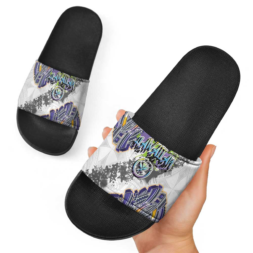 Traditional Art Hawaiian Kakau Tattoos Slide Sandals Graffiti Style LT03 - Polynesian Pride