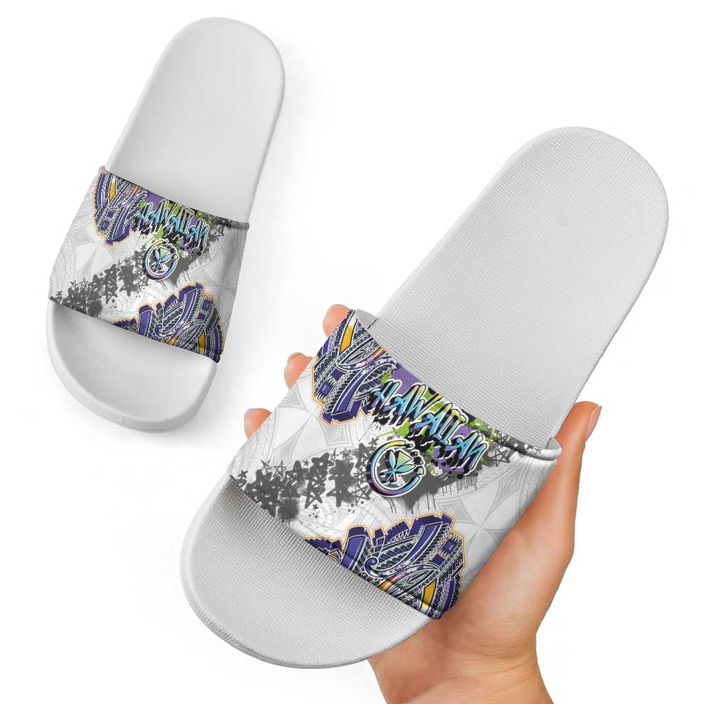Traditional Art Hawaiian Kakau Tattoos Slide Sandals Graffiti Style LT03 - Polynesian Pride