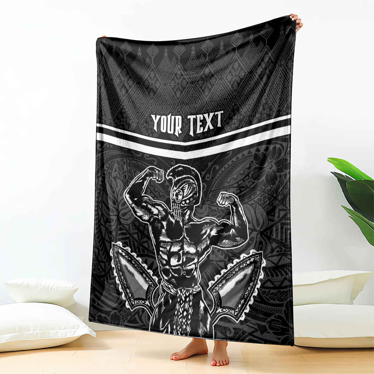 Custom Hawaii Warrior Blanket Kakau Quilt Pattern LT03 - Polynesian Pride