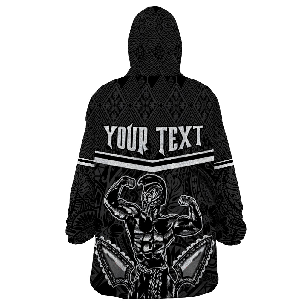 Custom Hawaii Warrior Wearable Blanket Hoodie Kakau Quilt Pattern LT03 - Polynesian Pride