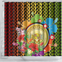 Hawaii Womens Day Wahine Shower Curtain Strong Beautiful Woman with Kakau Style LT03 - Polynesian Pride