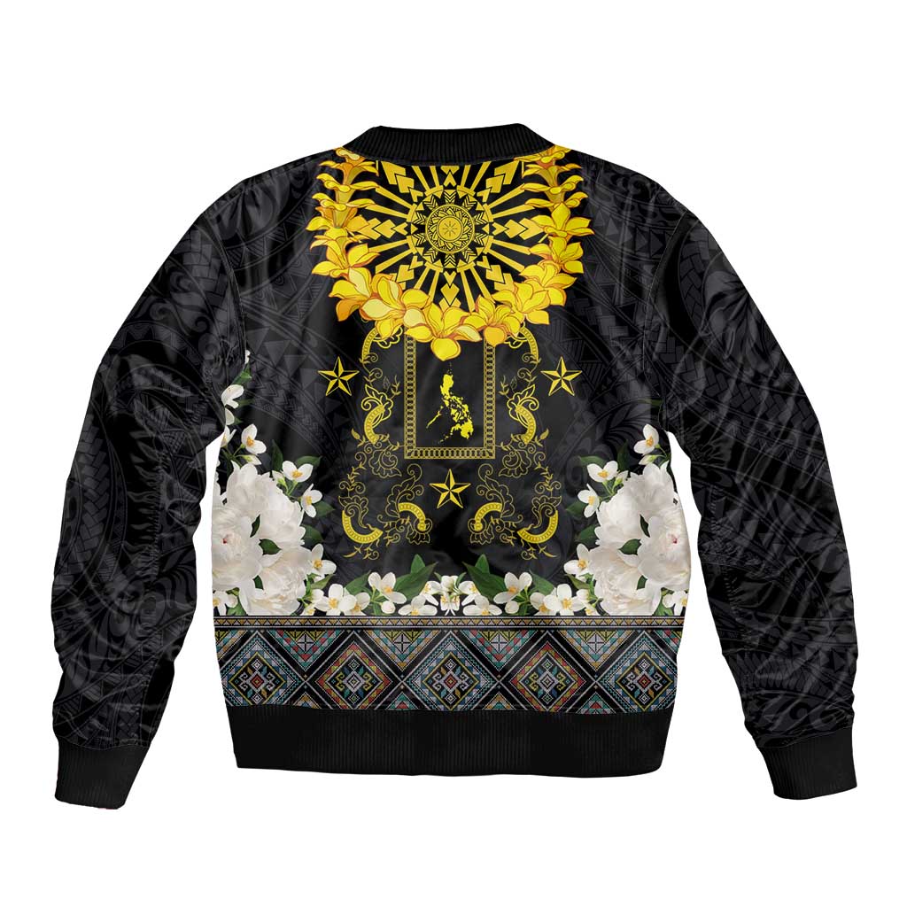 Flores de Mayo and Filipino Fiesta Bomber Jacket The Sun-Jasmine and Polynesian Yakan Tattoo Barong Style LT03 - Polynesian Pride