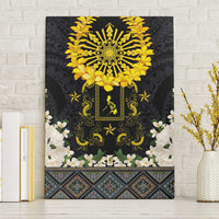 Flores de Mayo and Filipino Fiesta Canvas Wall Art The Sun-Jasmine and Polynesian Yakan Tattoo Barong Style LT03 Without Frame Black - Polynesian Pride