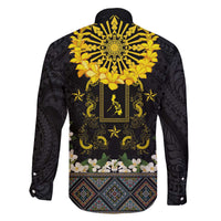 Flores de Mayo and Filipino Fiesta Family Matching Off The Shoulder Long Sleeve Dress and Hawaiian Shirt The Sun-Jasmine and Polynesian Yakan Tattoo Barong Style LT03 - Polynesian Pride