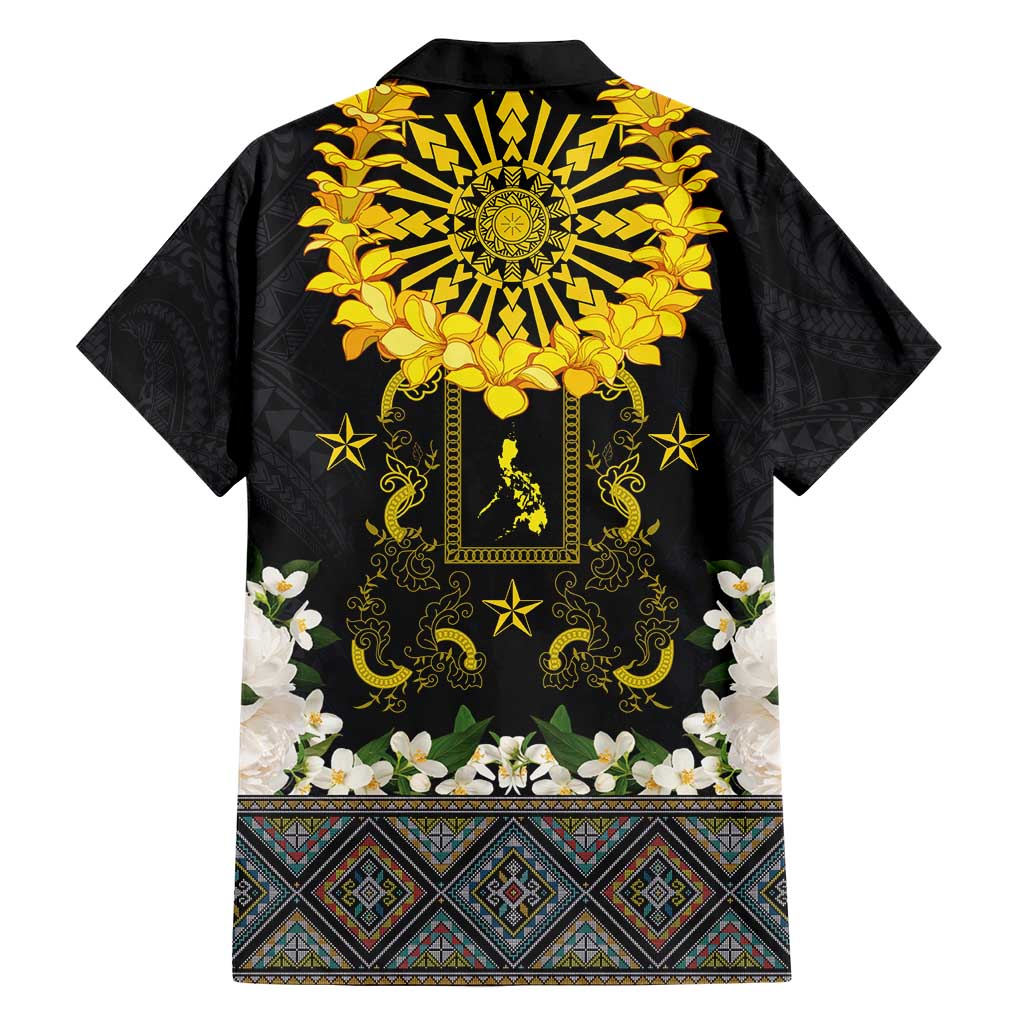 Flores de Mayo and Filipino Fiesta Family Matching Short Sleeve Bodycon Dress and Hawaiian Shirt The Sun-Jasmine and Polynesian Yakan Tattoo Barong Style LT03 - Polynesian Pride