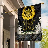Flores de Mayo and Filipino Fiesta Garden Flag The Sun-Jasmine and Polynesian Yakan Tattoo Barong Style LT03 House Flag Black - Polynesian Pride