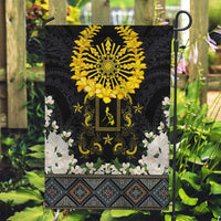 Flores de Mayo and Filipino Fiesta Garden Flag The Sun-Jasmine and Polynesian Yakan Tattoo Barong Style LT03 Garden Flag Black - Polynesian Pride