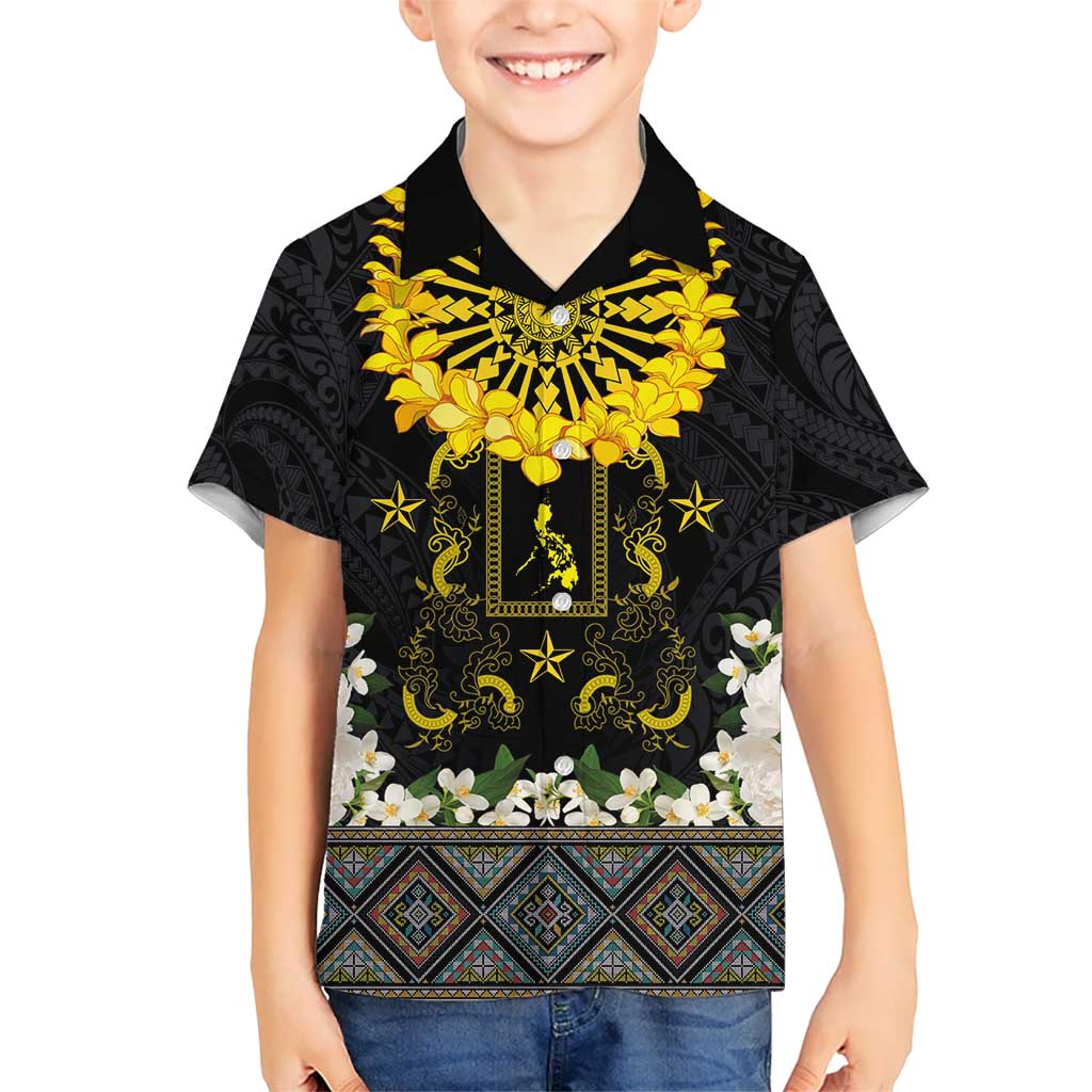 Flores de Mayo and Filipino Fiesta Hawaiian Shirt The Sun-Jasmine and Polynesian Yakan Tattoo Barong Style LT03 - Polynesian Pride