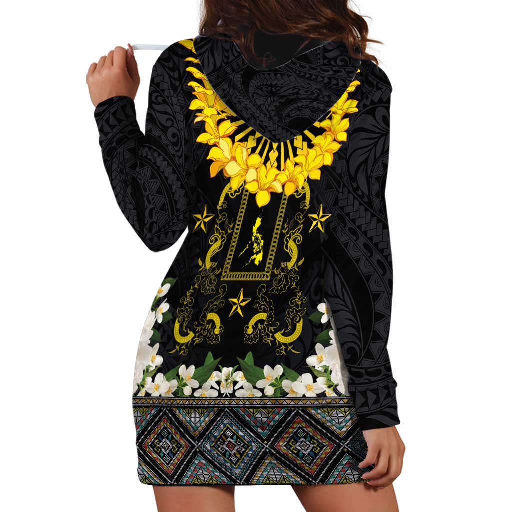 Flores de Mayo and Filipino Fiesta Hoodie Dress The Sun-Jasmine and Polynesian Yakan Tattoo Barong Style LT03 - Polynesian Pride