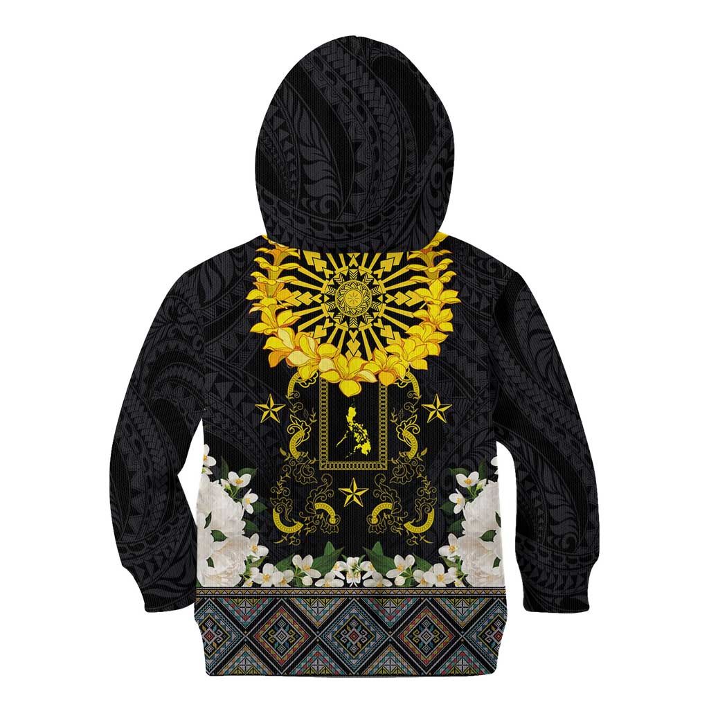 Flores de Mayo and Filipino Fiesta Kid Hoodie The Sun-Jasmine and Polynesian Yakan Tattoo Barong Style LT03 - Polynesian Pride